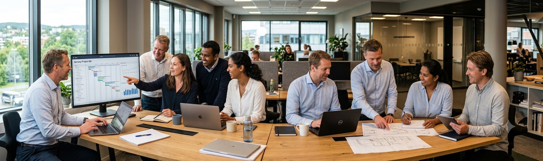 Team p&aring; kontor i m&oslash;te