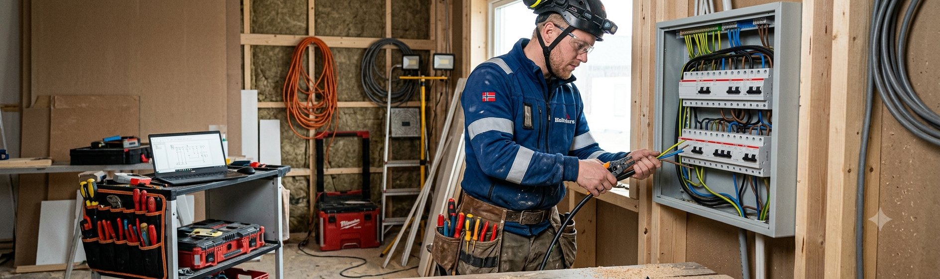 Elektriker som jobber i sikringsskap